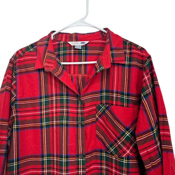 Old Navy Womens Red Plaid Flannel Shirt SZ XL Button-Down Top Holiday/Christmas - Picture 9 of 12